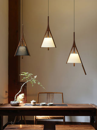 Zovenarae Triangulaire Bois Pendentif Lumière