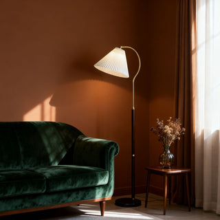 Walnut Gooseneck Floor Lamp-Neutral Decor