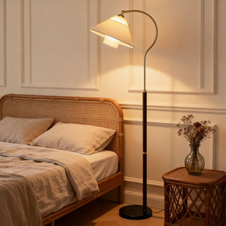 Walnut Gooseneck Floor Lamp-Neutral Decor