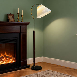 Walnut Gooseneck Floor Lamp-Neutral Decor