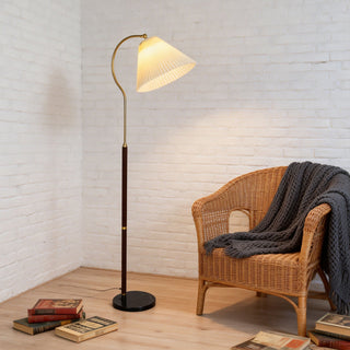 Walnut Gooseneck Floor Lamp-Neutral Decor