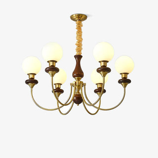 Lustra Lustre Rétro Laiton Noyer Verre