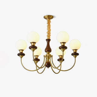 Lustra Lustre Rétro Laiton Noyer Verre