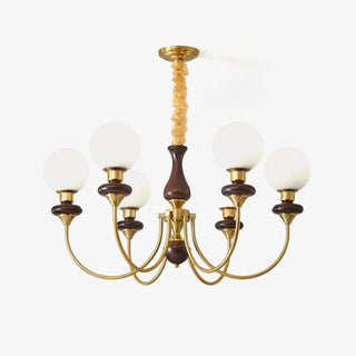 Lustra Lustre Rétro Laiton Noyer Verre