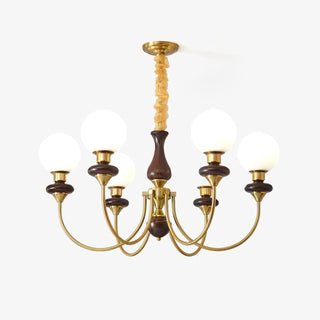 Lustra Lustre Rétro Laiton Noyer Verre