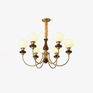 Lustra Lustre Rétro Laiton Noyer Verre