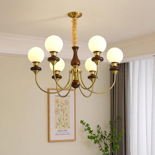 Lustra Lustre Rétro Laiton Noyer Verre