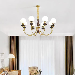 Lustra Lustre Rétro Laiton Noyer Verre