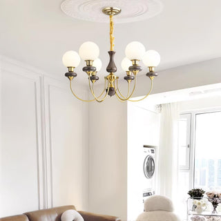 Lustra Lustre Rétro Laiton Noyer Verre