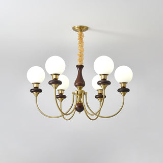 Lustra Lustre Rétro Laiton Noyer Verre