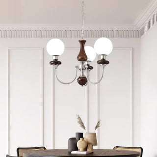 Lustra Lustre Rétro Laiton Noyer Verre