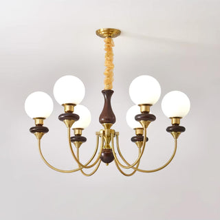 Lustra Lustre Rétro Laiton Noyer Verre