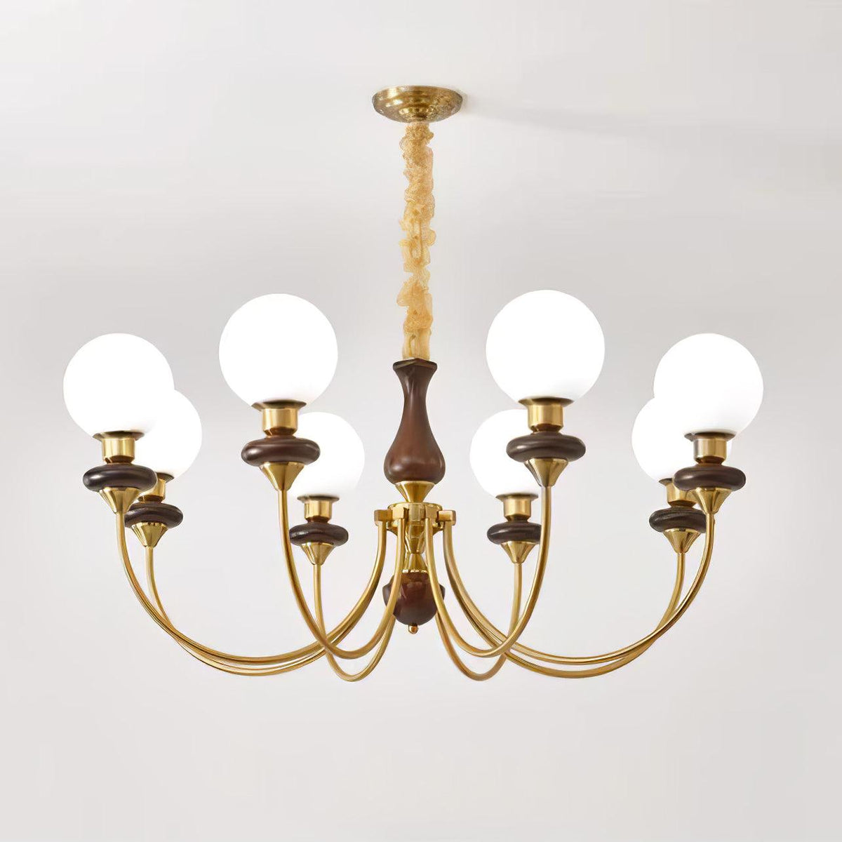 Edrelle Lustre Rétro Laiton Noyer Verre