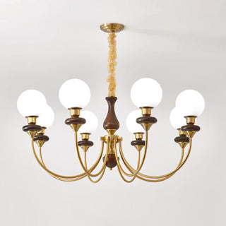Lustra Lustre Rétro Laiton Noyer Verre