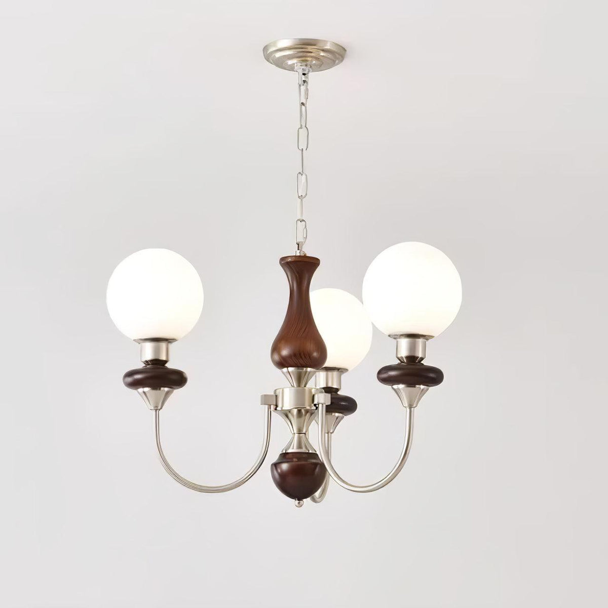 Edrelle Lustre Rétro Laiton Noyer Verre