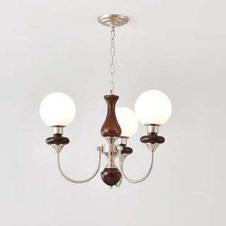 Lustra Lustre Rétro Laiton Noyer Verre