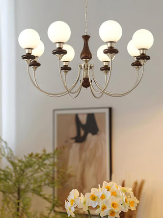 Lustra Lustre Rétro Laiton Noyer Verre