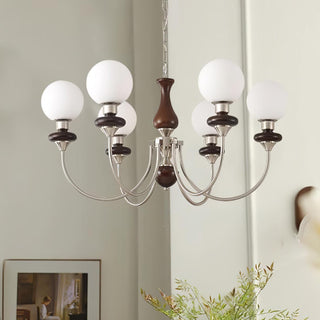 Lustra Lustre Rétro Laiton Noyer Verre
