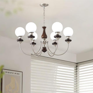 Lustra Lustre Rétro Laiton Noyer Verre