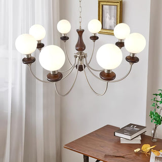 Lustra Lustre Rétro Laiton Noyer Verre