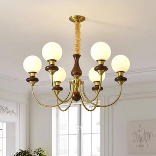Lustra Lustre Rétro Laiton Noyer Verre