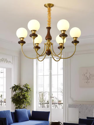 Lustra Lustre Rétro Laiton Noyer Verre