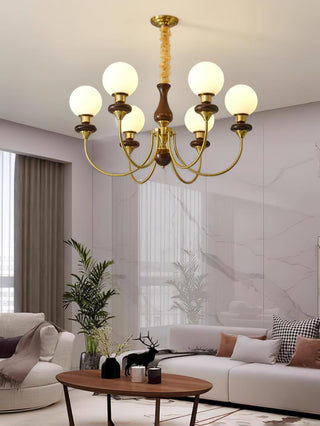 Lustra Lustre Rétro Laiton Noyer Verre