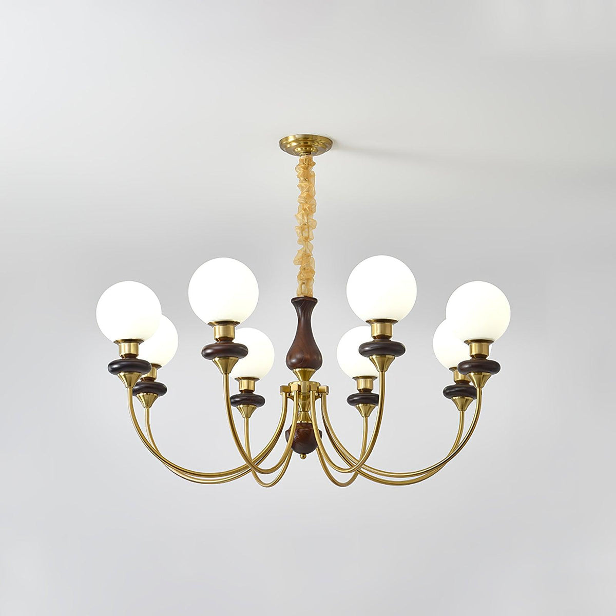 Edrelle Lustre Rétro Laiton Noyer Verre