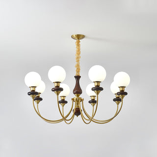 Lustra Lustre Rétro Laiton Noyer Verre