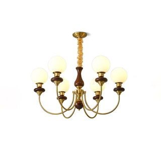 Lustra Lustre Rétro Laiton Noyer Verre