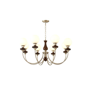 Lustra Lustre Rétro Laiton Noyer Verre