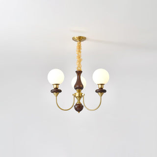 Lustra Lustre Rétro Laiton Noyer Verre