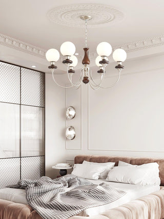 Lustra Lustre Rétro Laiton Noyer Verre