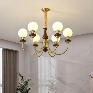 Lustra Lustre Rétro Laiton Noyer Verre