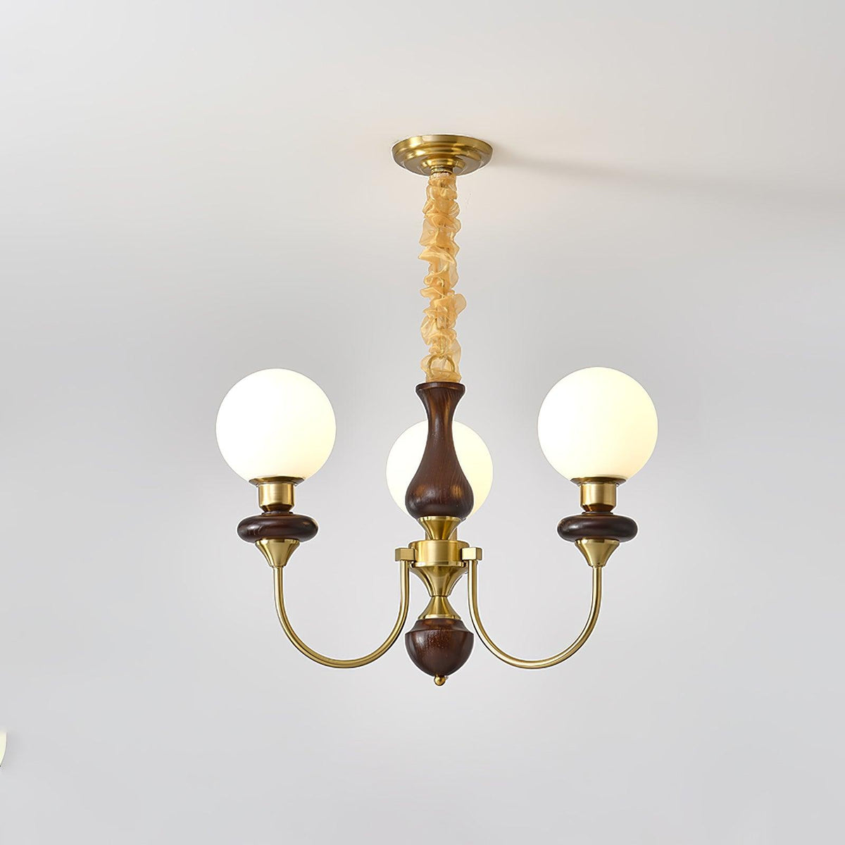 Edrelle Lustre Rétro Laiton Noyer Verre