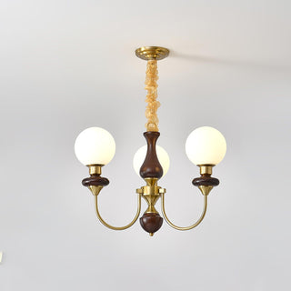 Lustra Lustre Rétro Laiton Noyer Verre