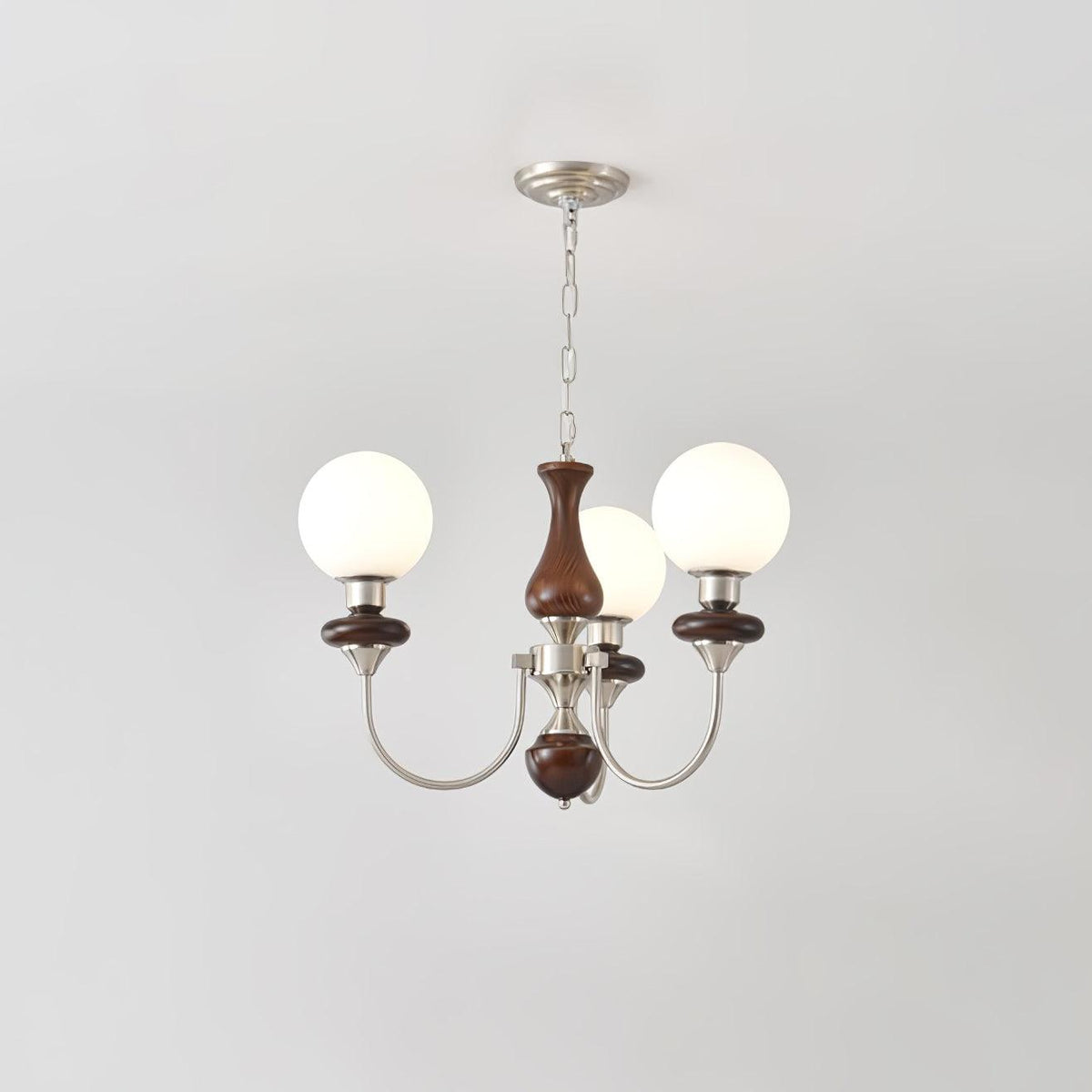 Edrelle Lustre Rétro Laiton Noyer Verre