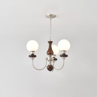 Lustra Lustre Rétro Laiton Noyer Verre