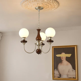 Lustra Lustre Rétro Laiton Noyer Verre