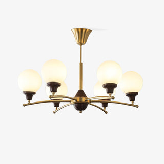 Lustra Lustre Boules en Verre et Noyer