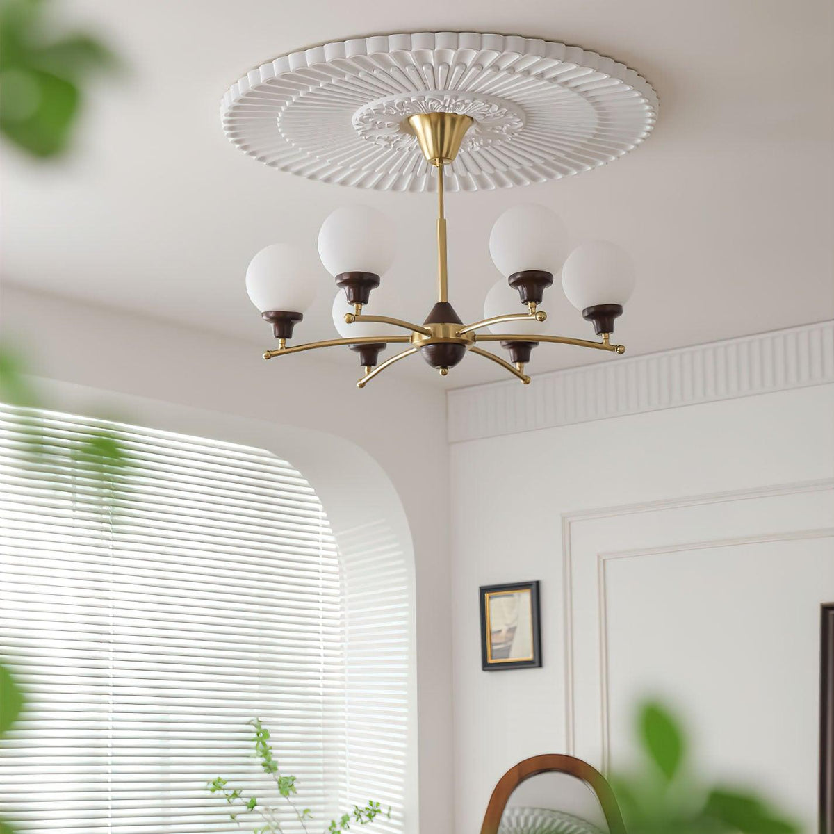 Neressa Lustre Boules en Verre et Noyer