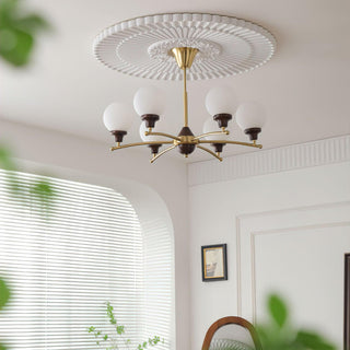 Lustra Lustre Boules en Verre et Noyer