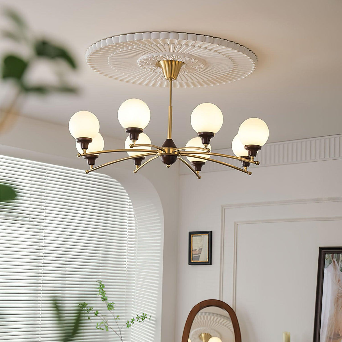 Neressa Lustre Boules en Verre et Noyer