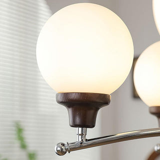Lustra Lustre Boules en Verre et Noyer