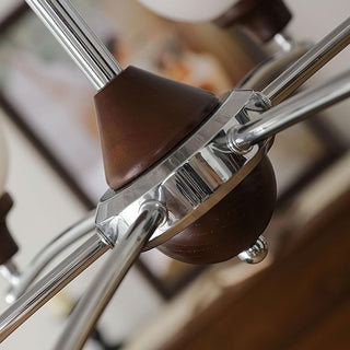 Lustra Lustre Boules en Verre et Noyer