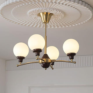Lustra Lustre Boules en Verre et Noyer