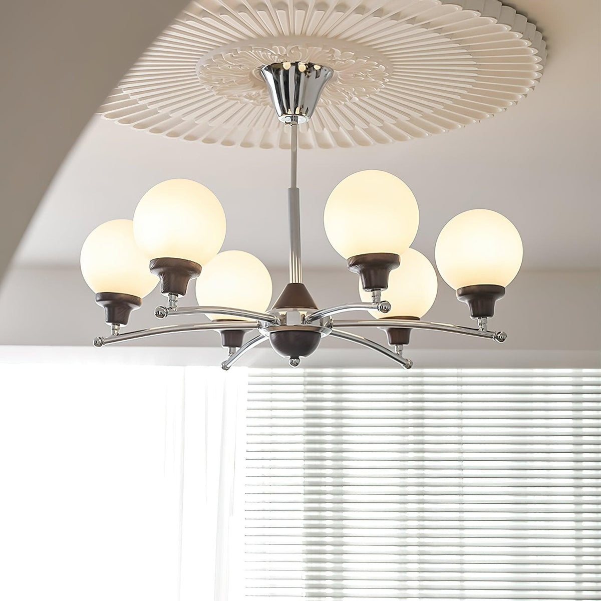 Neressa Lustre Boules en Verre et Noyer