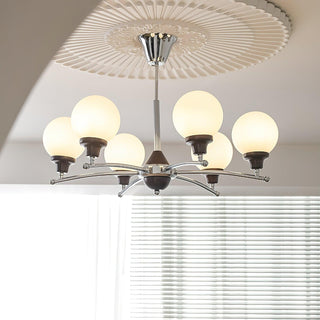 Lustra Lustre Boules en Verre et Noyer