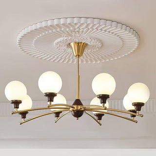 Lustra Lustre Boules en Verre et Noyer