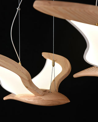 Lustra Lustre Forme d'Oiseau Bois Sculptural